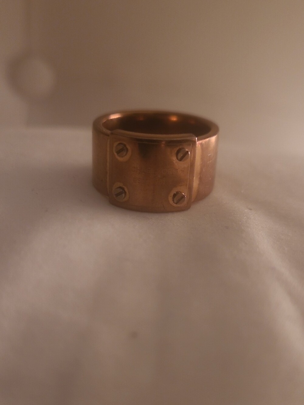 Michael Kors Copper-Tone Wide Screw-Plate Womens Ring